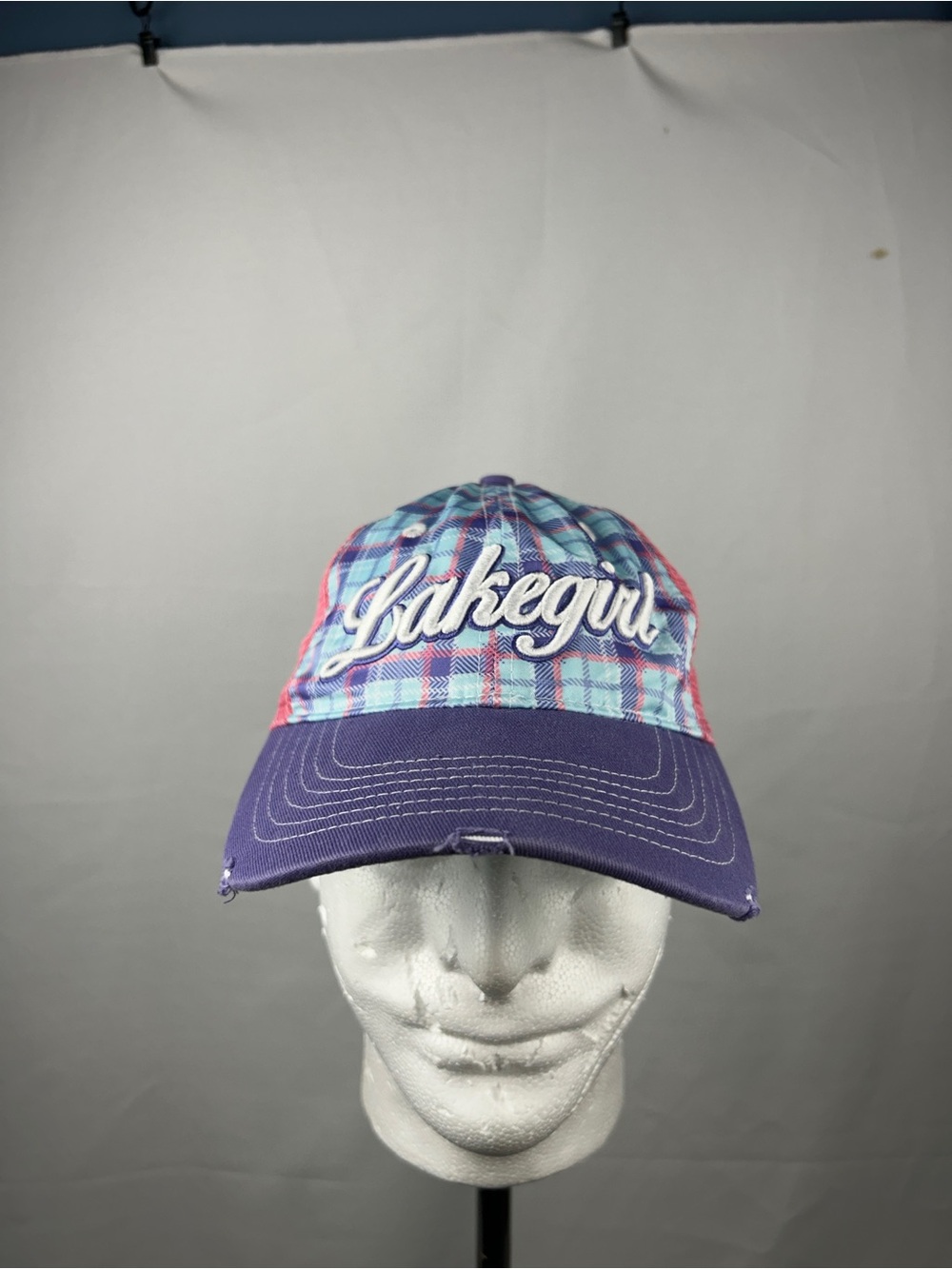 Lakegirl Plaid Women’s Cap in Purple and Teal